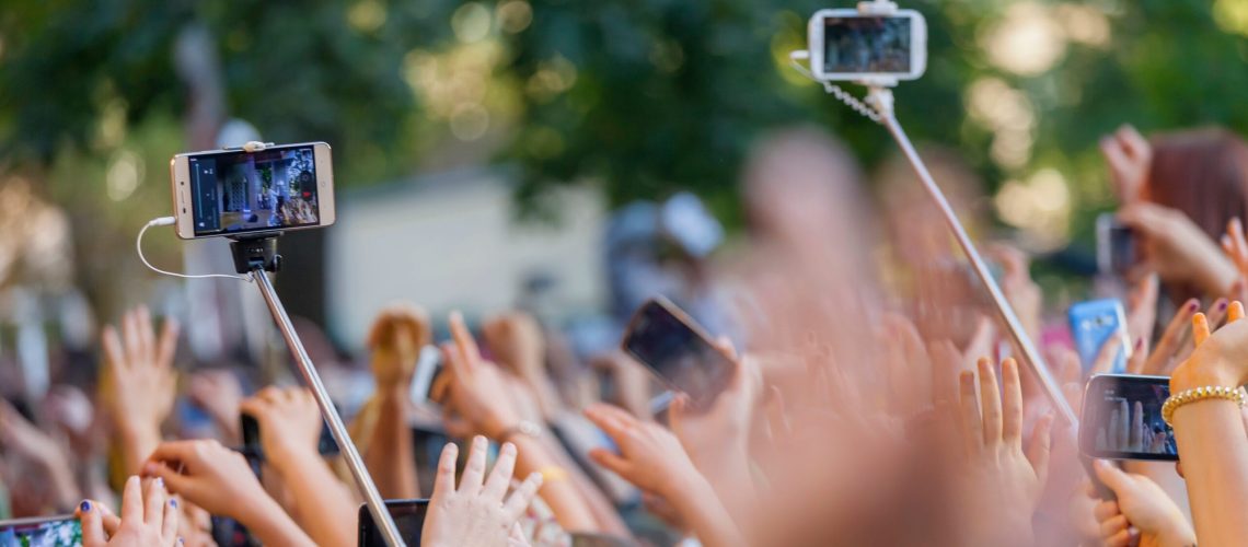 Crowd with mobile phones